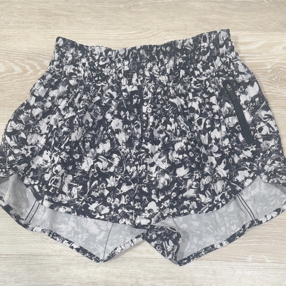 lululemon athletica Black and White Patterned Athletic Shorts